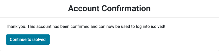 Account Confirmation - Page