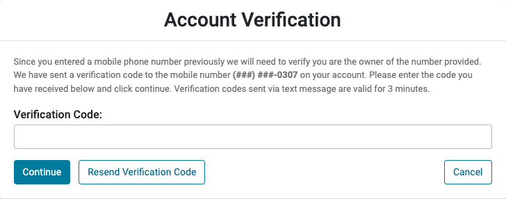 Account Confirmation w Mobile Number