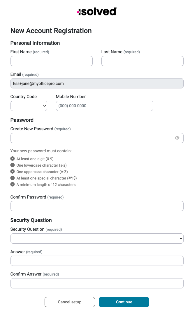 New Account Registration